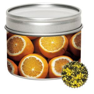 55 g Orangen-Pfeffer in Sichtfensterdose mit Werbeetikett
