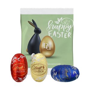 3er Lindor Mini-Eier im Papiertütchen mit Werbedruck