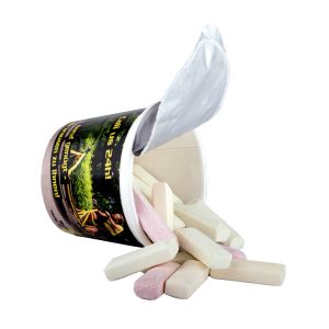 Werbebecher mit Brausestäbchen und Werbebanderole