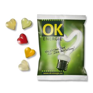 Fruchtgummi-Herzen  im Werbeflowpack
