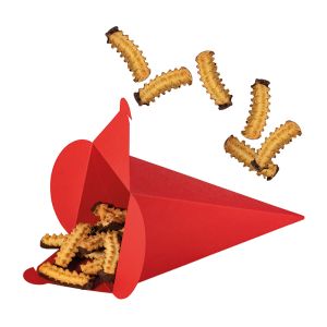 120 g Schoko-Spritzgebäck in Color-Pyramiden-Box mit Logodruck