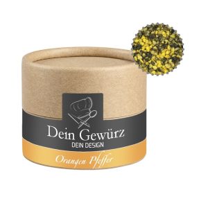 40 g Orangen-Pfeffer in Kraftpapierdose Mini mit Werbeetikett
