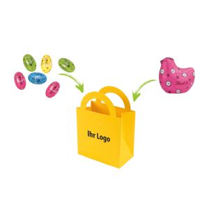 Farbige Ostertüte mit Lindt Mix Hildegard und Logodruck