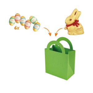 Farbige Ostertüte mit Lindt Oster-Mix und Werbeanbringung