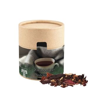 45 g Bio Weihnachts-Früchtetee in kompostierbarer Pappdose mit Werbeetikett
