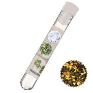 5 g bunter Pfffer geschrotet im Reagenzglas mit Werbeetikett