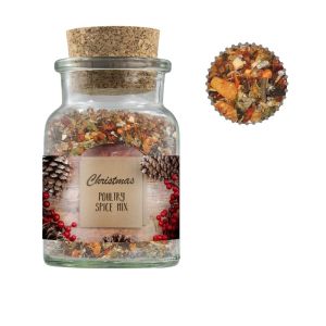 60 g Weihnachts Geflügel Gewürzmischung im Korkenglas mit Werbeetikett
