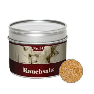 110 g Rauch-Salz in Sichtfensterdose mit Werbeetikett