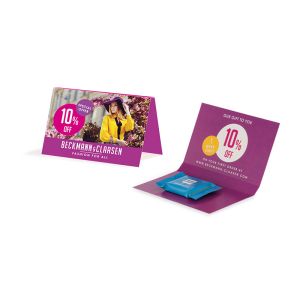 Werbekarte Ritter SPORT Schokotäfelchen Alpenmilch mit Logodruck