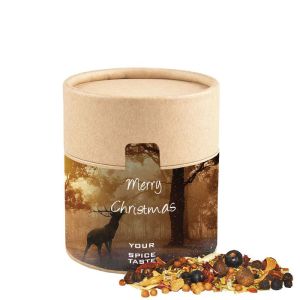 65 g Weihnachts Gewürzmischung Wild in kompostierbarer Pappdose mit Werbebanderole