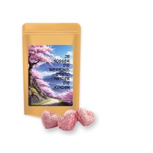 80 g Kirschbonbons mit Magnesium im Midi Doypack mit Werbedruck