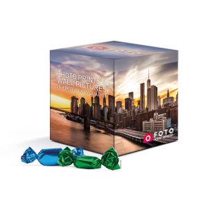 Präsentbox mit Glanzfrucht Bonbons und Logodruck