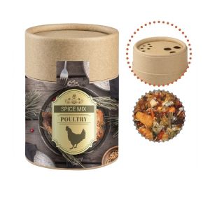60 g Weihnachts Geflügel Gewürzmischung in Eco Pappdose Maxi mit Werbebanderole