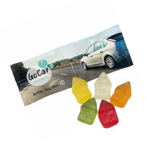 2er HARIBO Mini-Häuser Fruchtgummi Kettenbeutel mit Werbebedruckung