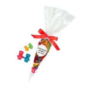 100 g Fruchtgummi Teambärchen in der Spitztüte mit Werbeetikett