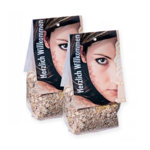 250 g Früchte Müsli im Bodenbeutel mit Werbereiter
