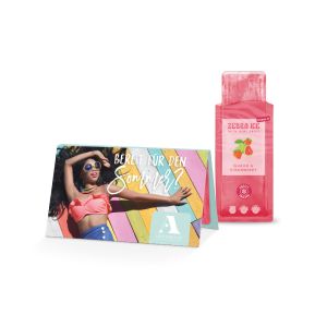 Werbekarte Zonama Zebra Ice Guave & Erdbeer mit Werbedruck