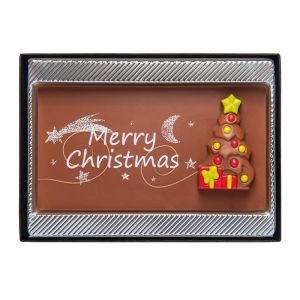 75 g Schoko-Tafel mit weihnachtlicher 3D-Applikation und Werbeanbringung