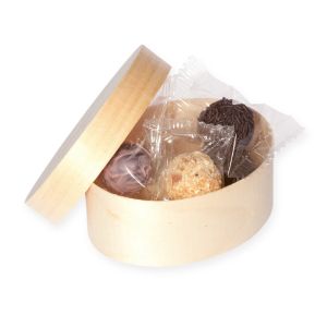 60 g Premium-Trüffelpralinen in ovaler Spandose mit Logodruck
