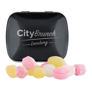 19 g Bonbons in Klappdeckeldose mit Lasergravur