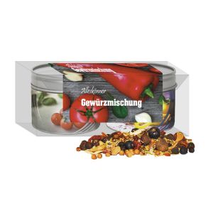 Gewürz Geschenk-Set mit 2 Sichtfensterdosen und Werbeanbringung