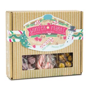 Geschenkbox Wintermarkt mit bedruckbarem Etikett