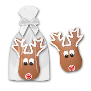 70 g Lebkuchenelchkopf mit Lebensmitteldruck auf Marzipanfondant