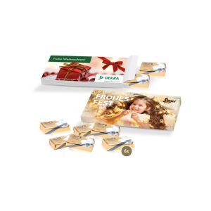 Lindt Schokotäfelchen lose in Präsentbox mit Werbebedruckung