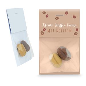 2 Kaffebohnen-Fruchtgummi im Promobag mit Werbereiter