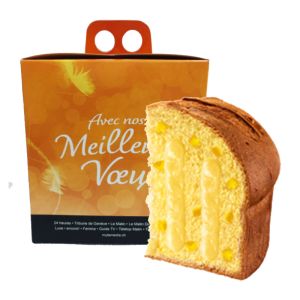 750 g Panettone mit Zitronencreme und kandierten Zitronen in einer Faltschachtel mit Werbeanbringung