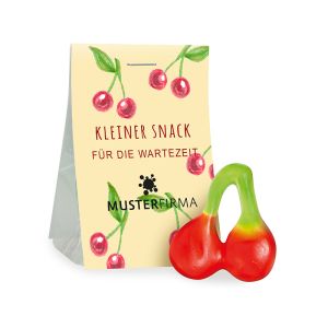 15 g Fruchtgummi Kirschen in Naschtasche mit Werbereiter