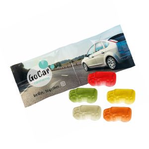 2er HARIBO Mini-LKWs Fruchtgummi Kettenbeutel mit Werbebedruckung