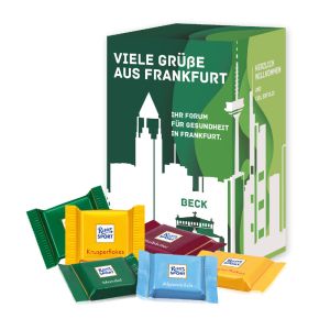 3D Präsent Container Ritter SPORT Schokotäfelchen mit Werbebedruckung