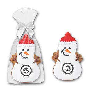 100 g Lebkuchen-Schneemann mit Lebensmitteldruck auf Marzipanfondant