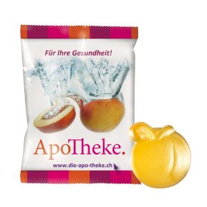 Fruchtgummi Pfirsich mit Vitamin im Werbetütchen