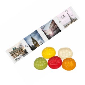 4er HARIBO Mini-Fußbälle Fruchtgummi Kettenbeutel mit Werbebedruckung