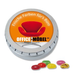 Jelly Beans Mini Drück-mich Dose mit Logodruck