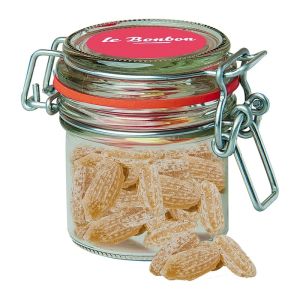 60 g Ingwer Bonbons im Mini Bonbonglas mit Werbeetikett