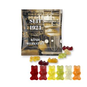 10 g Bio Gummibärchen mit Gelantine im Werbetütchen mit Logodruck