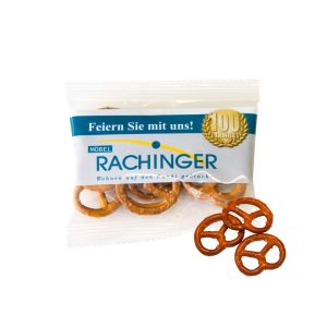 alt 7 g Bio Mini-Brezeln im Werbetütchen mit Logodruck