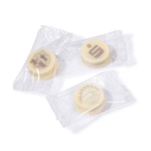 8 g Logo-Nougatpraline 1-farbig individuell bedruckt im Flowpack
