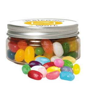80 g Jelly Beans Sauer-Mix in Sweet Dose mit Werbe-Etikett