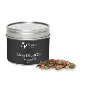 15 g Kräutertee Glücksgefühle in Sichtfensterdose mit Werbeetikett