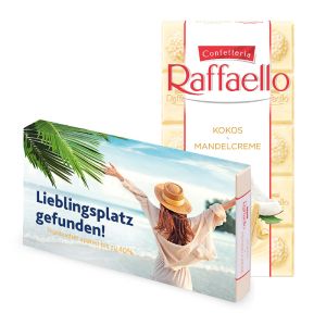90 g Ferrero Raffaello Schokoladentafel im Werbeschuber mit Werbedruck