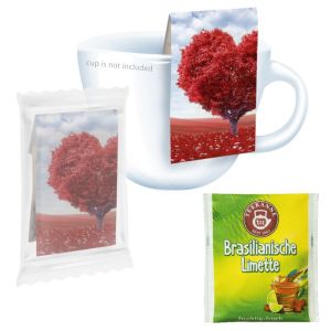 Beuteltee Brasilianische Limette mit Werbereiter und Bedruckung