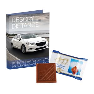 Werbekarte Lindt Excellence Täfelchen mit Werbedruck