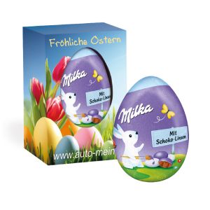50 g Milka Lustiges Oster-Ei im Werbekarton mit Logodruck