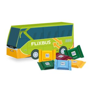 3D Präsent Bus Ritter SPORT Schokotäfelchen mit Werbebedruckung