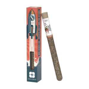 Test tube S with steak pepper in promotional box with advertising print