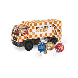 Weihnachts-Express LKW Lindor Pralinés mit Werbebedruckung